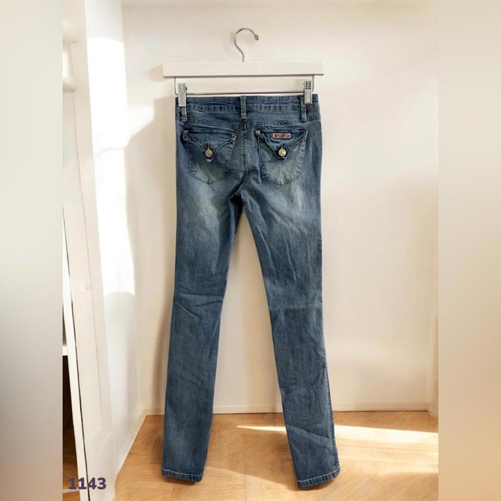1143 Hudson Skinny Jeans 14 (24x29) Low Rise Stretch Flap Pockets Distressed